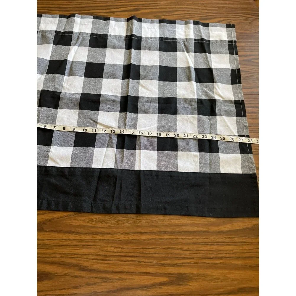 Achim Home Decor black white plaid shower curtain and matching window curtain